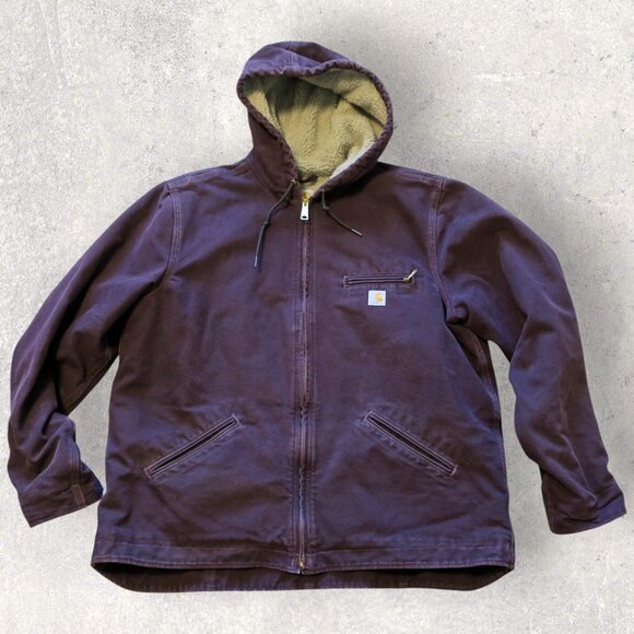 Carhartt Sierra Jacket Sherpa Lined Women's XL 16/18 Deep Wine Purple WJ141 DWN - Picture 2 of 7